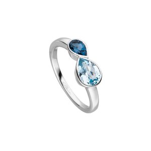 Elaine Firenze Damenring 585/- WG Blautopas
