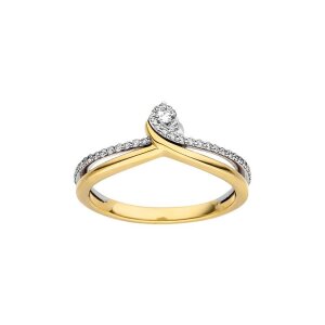 Elaine Firenze Damenring 585/- WG/GG Brillant 0,25 ct W/si