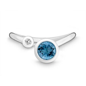Quinn Ring 925/- Silber London Blue Topas-Brillant...