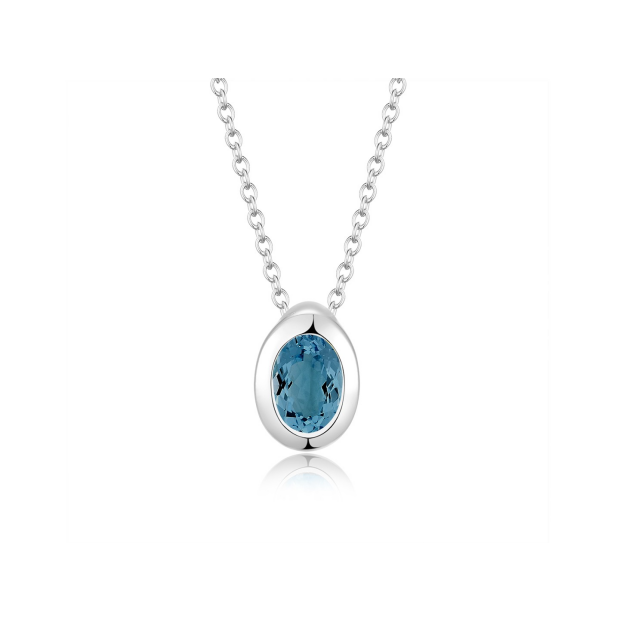 Quinn 925/- Silber Halskette Blautopas London Blue 0277839582