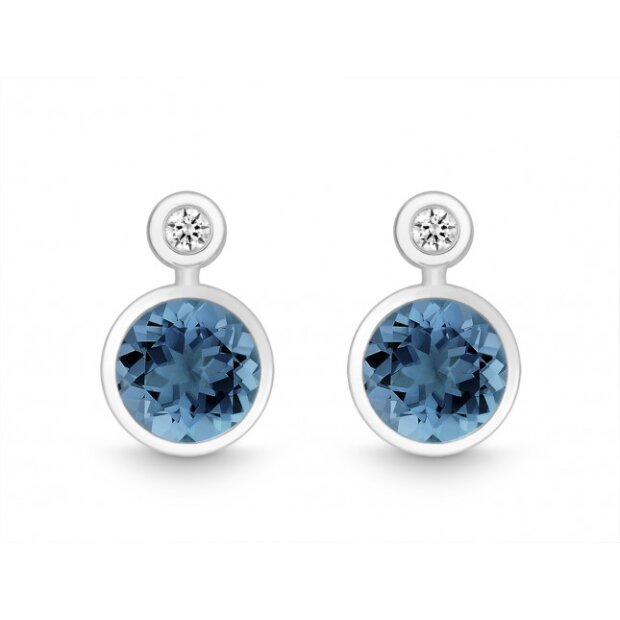 Quinn Ohrstecker 585/- WG Blautopas London Blue 0,03 twsi